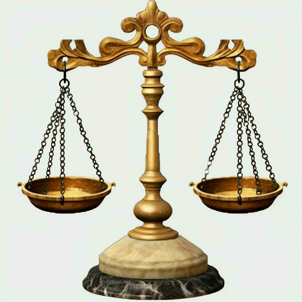 Vintage gold balance scale measure or law justice symbol. Lawyers day or world day of social justice concept by AI Generated photo