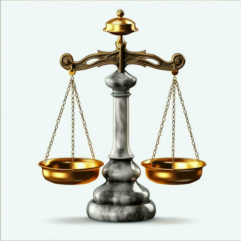 Vintage gold balance scale measure or law justice symbol. Lawyers day or world day of social justice concept by AI Generated photo