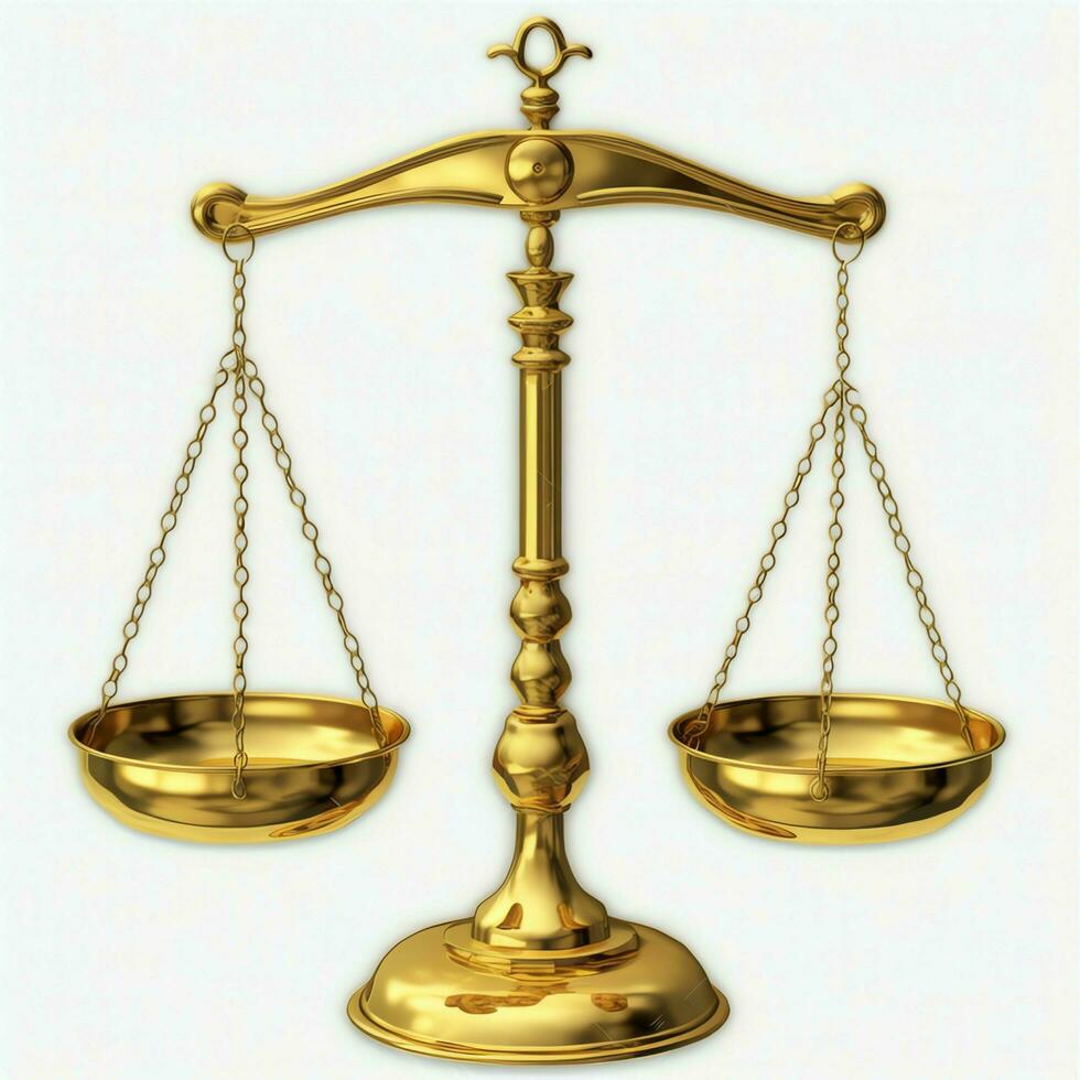 Vintage gold balance scale measure or law justice symbol. Lawyers day or world day of social justice concept by AI Generated photo