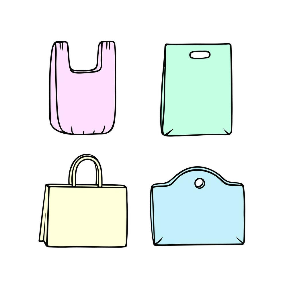 el plastico bolsas. ilustración para impresión, antecedentes, cubre y embalaje. imagen lata ser usado para saludo tarjetas, carteles, pegatinas y textil. aislado en blanco antecedentes. vector