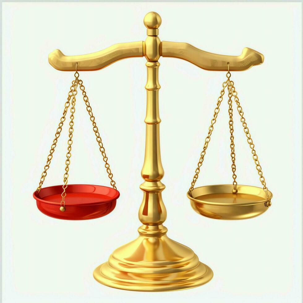 Vintage gold balance scale measure or law justice symbol. Lawyers day or world day of social justice concept by AI Generated photo
