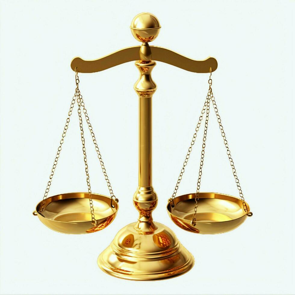 Vintage gold balance scale measure or law justice symbol. Lawyers day or world day of social justice concept by AI Generated photo