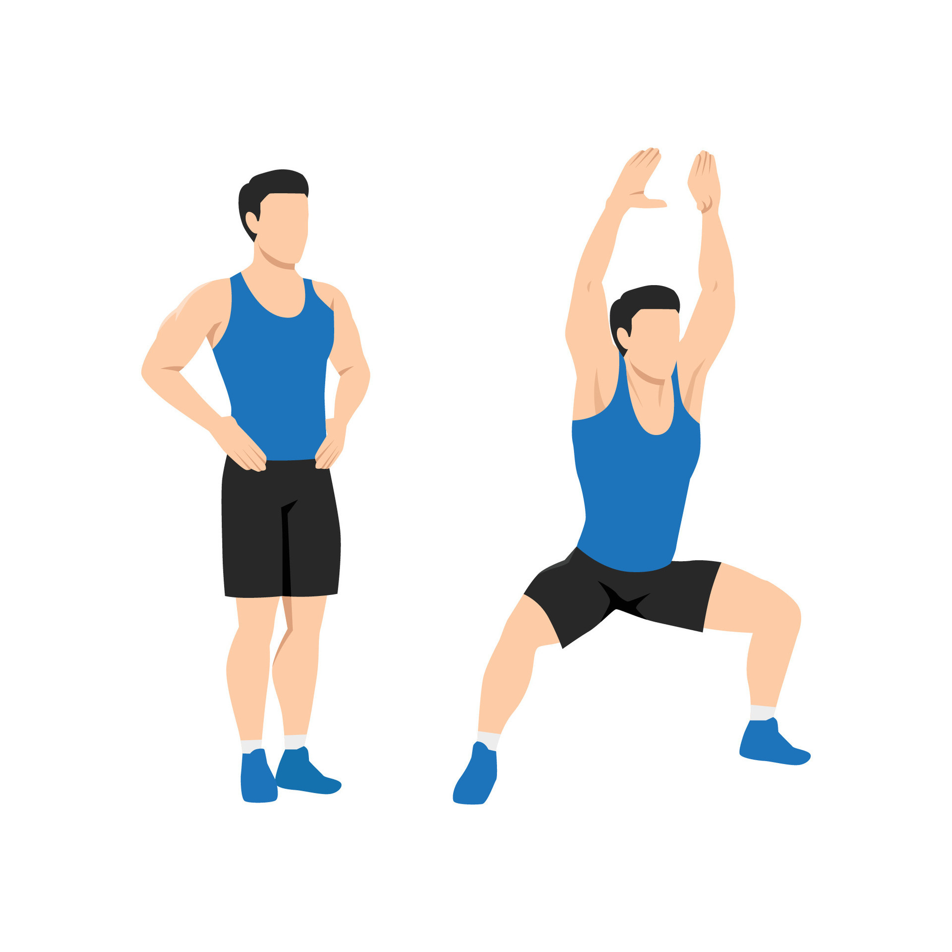 Man doing Jumping plyo jacks. star jumps exercise. 31618134 Vector Art ...