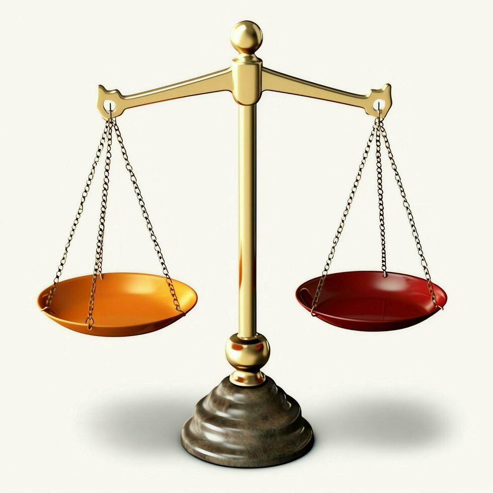 Vintage gold balance scale measure or law justice symbol. Lawyers day or world day of social justice concept by AI Generated photo