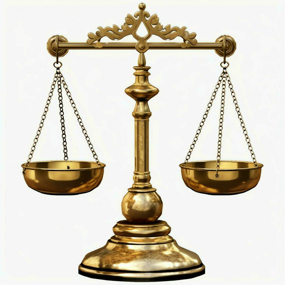 Vintage gold balance scale measure or law justice symbol. Lawyers day or world day of social justice concept by AI Generated photo