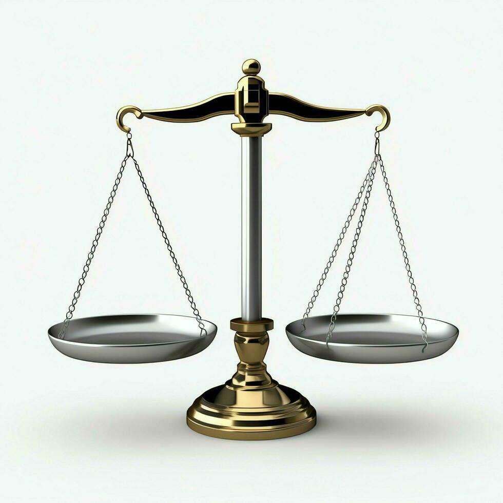 Vintage gold balance scale measure or law justice symbol. Lawyers day or world day of social justice concept by AI Generated photo