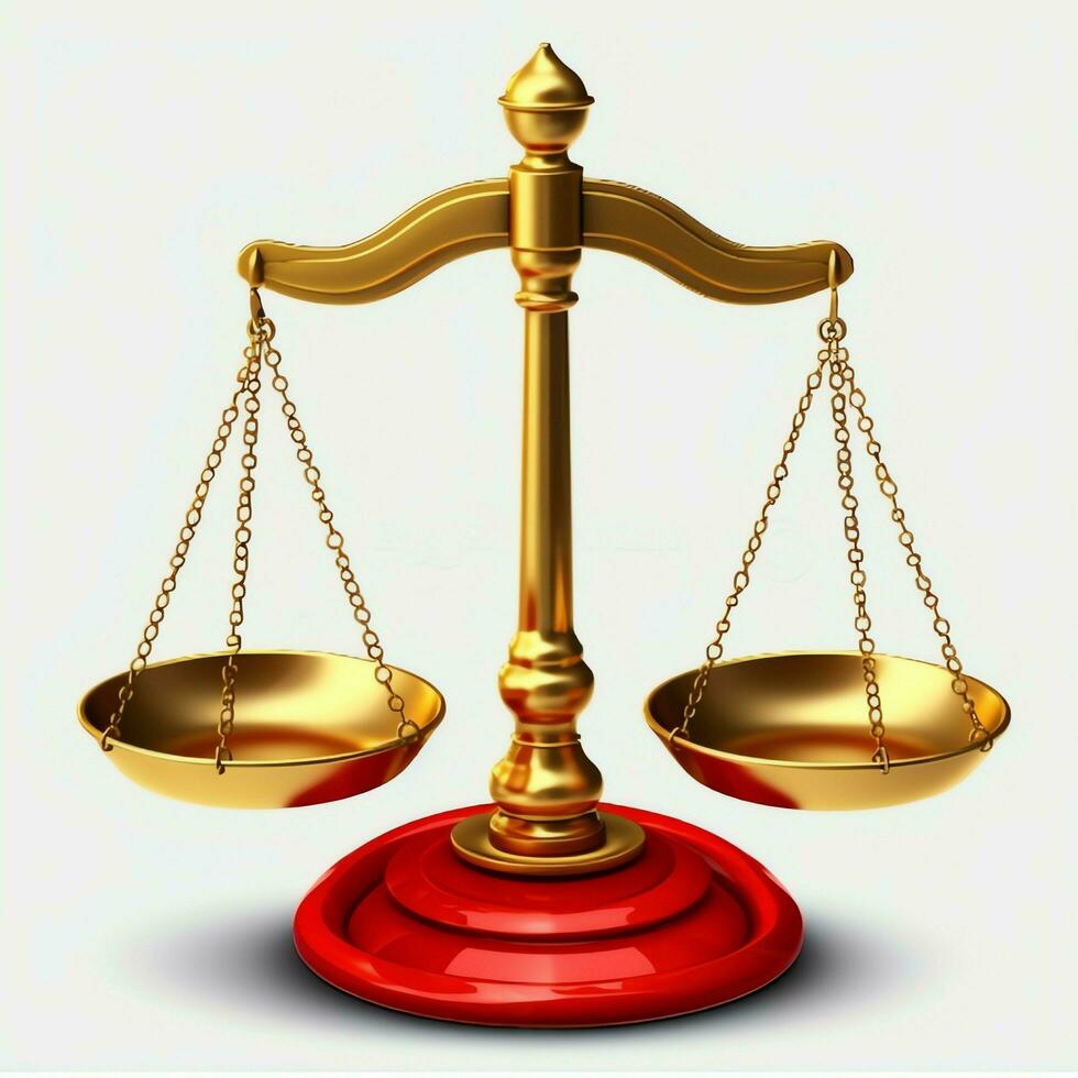 Vintage gold balance scale measure or law justice symbol. Lawyers day or world day of social justice concept by AI Generated photo