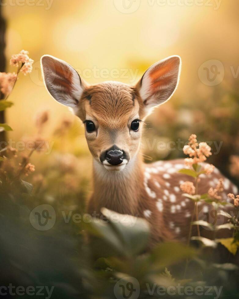 young deer against the background of nature,AI Generative photo