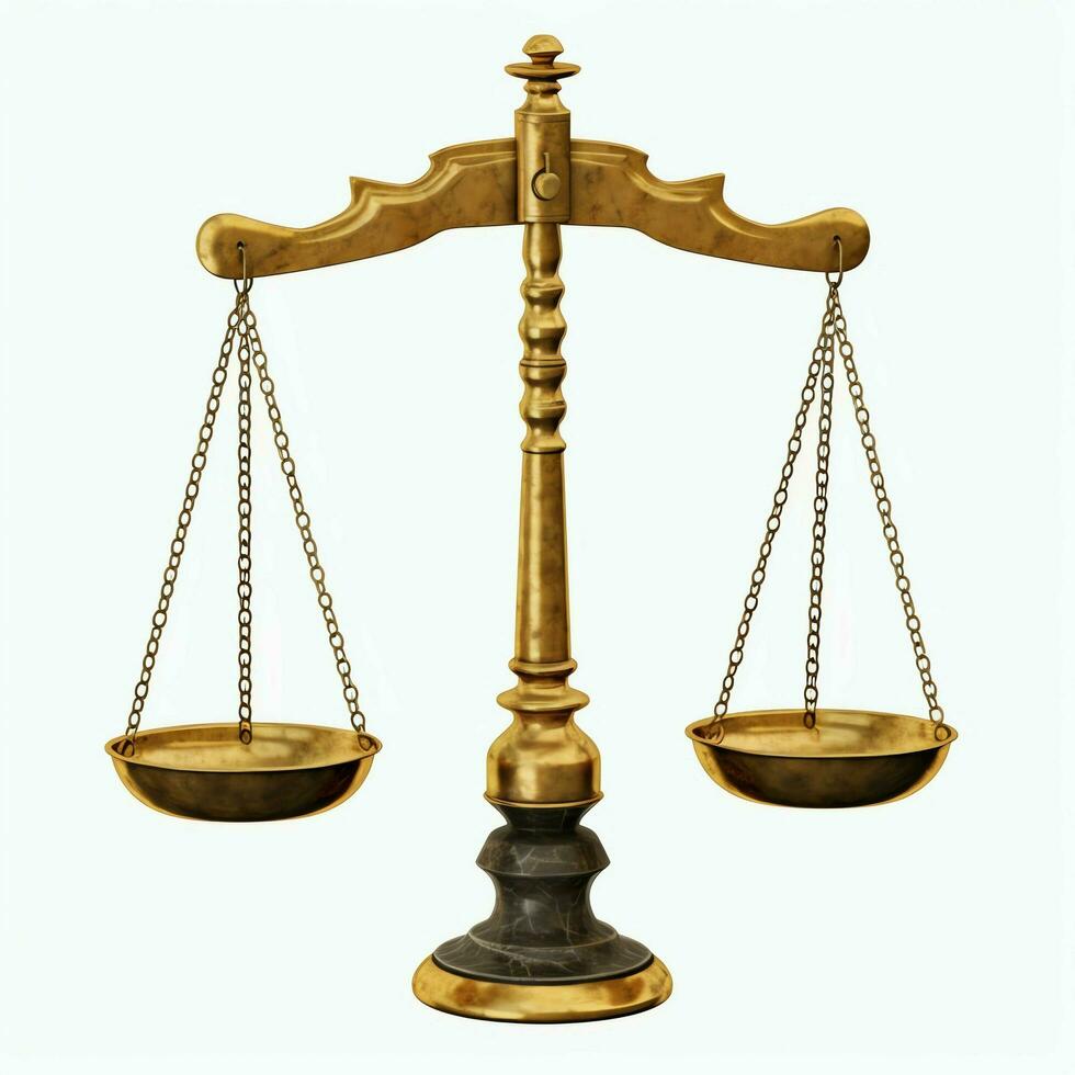 Vintage gold balance scale measure or law justice symbol. Lawyers day or world day of social justice concept by AI Generated photo