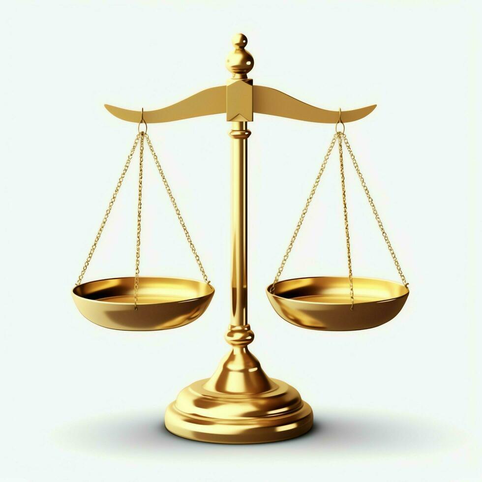 Vintage gold balance scale measure or law justice symbol. Lawyers day or world day of social justice concept by AI Generated photo