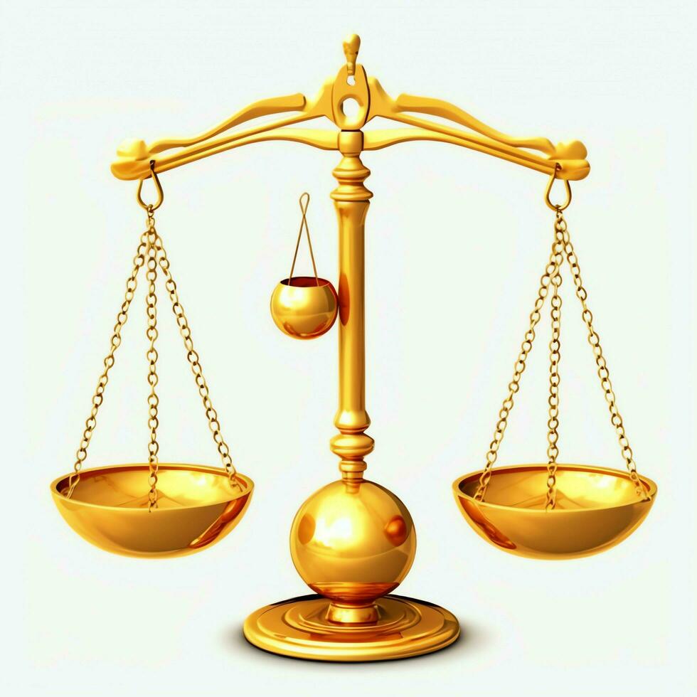 Vintage gold balance scale measure or law justice symbol. Lawyers day or world day of social justice concept by AI Generated photo