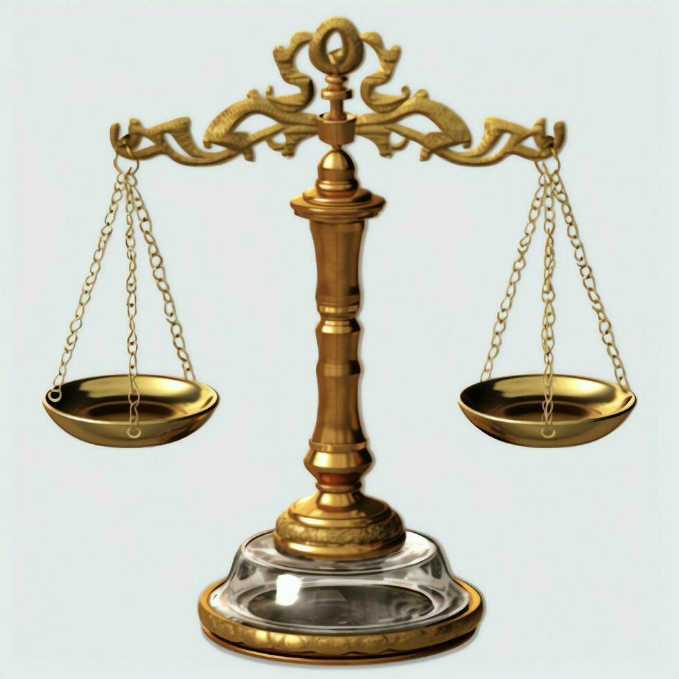 Vintage gold balance scale measure or law justice symbol. Lawyers day or world day of social justice concept by AI Generated photo