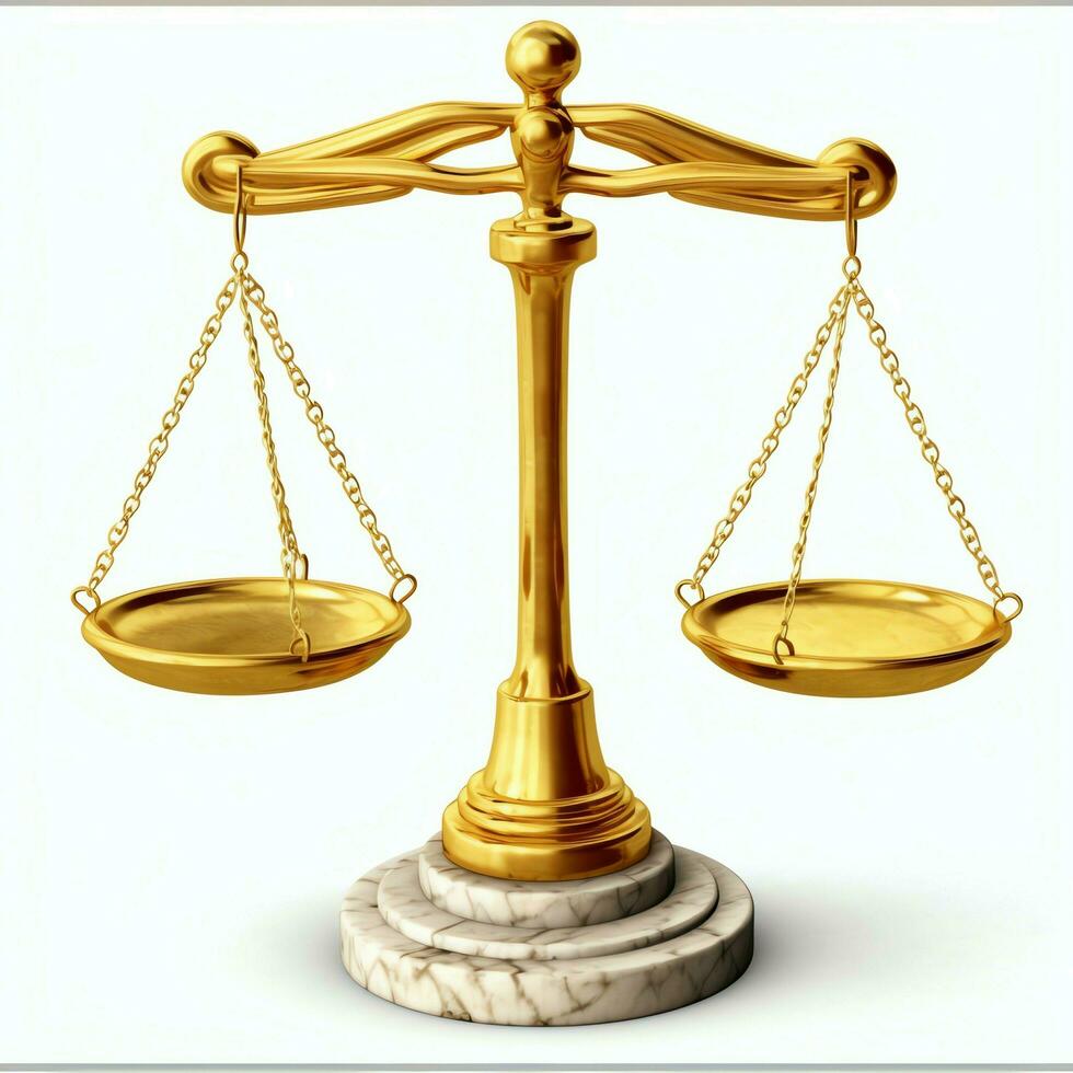 Vintage gold balance scale measure or law justice symbol. Lawyers day or world day of social justice concept by AI Generated photo