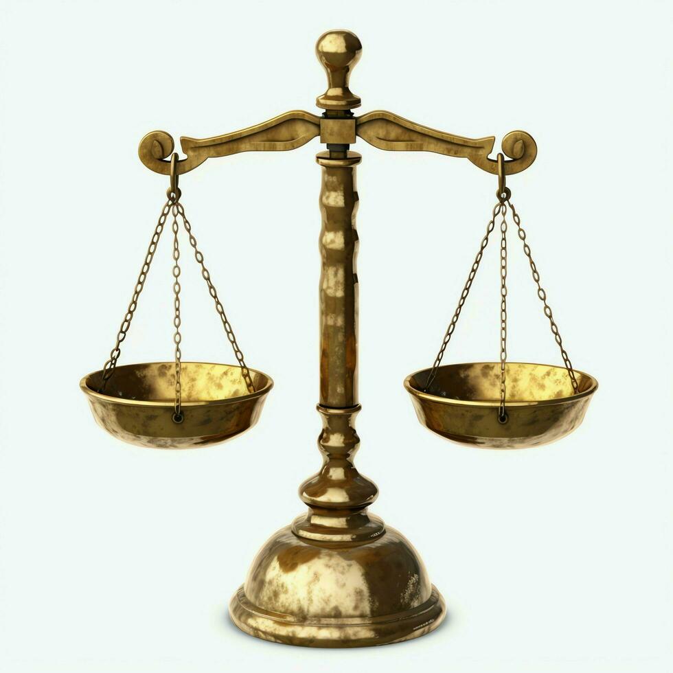 Vintage gold balance scale measure or law justice symbol. Lawyers day or world day of social justice concept by AI Generated photo