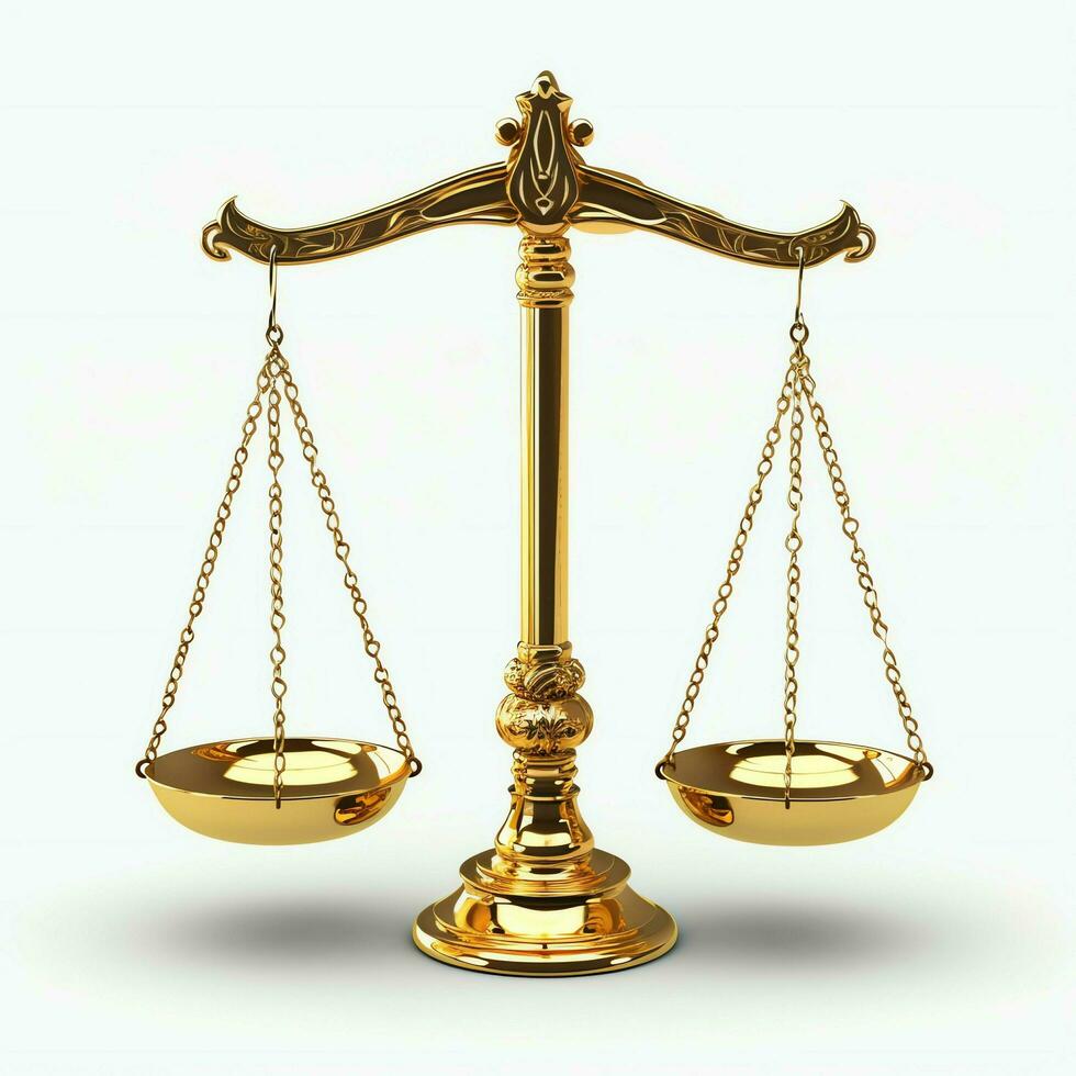 Vintage gold balance scale measure or law justice symbol. Lawyers day or world day of social justice concept by AI Generated photo