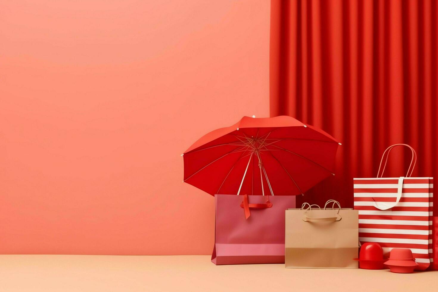 Composition of shopping day concept with shopping bags, paper bags and copy space. Shopping days concept by AI Generated photo