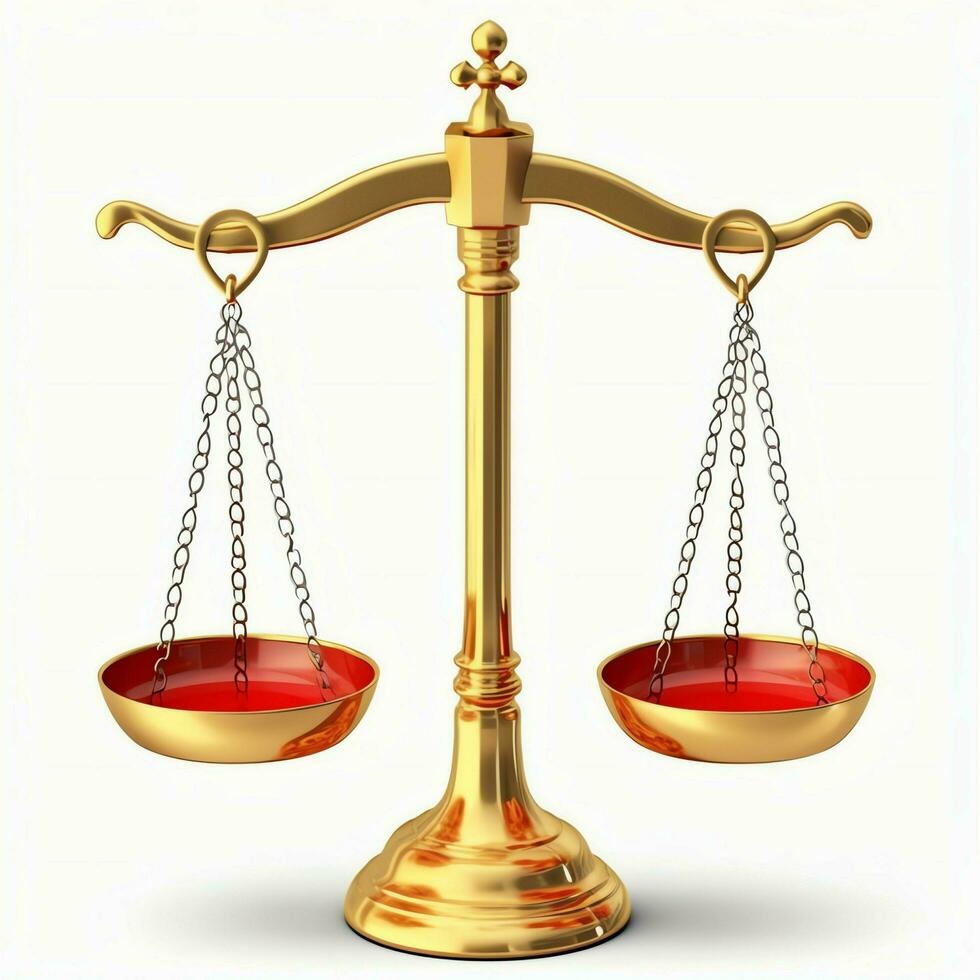 Vintage gold balance scale measure or law justice symbol. Lawyers day or world day of social justice concept by AI Generated photo