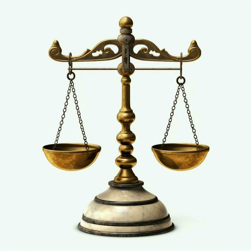 Vintage gold balance scale measure or law justice symbol. Lawyers day or world day of social justice concept by AI Generated photo