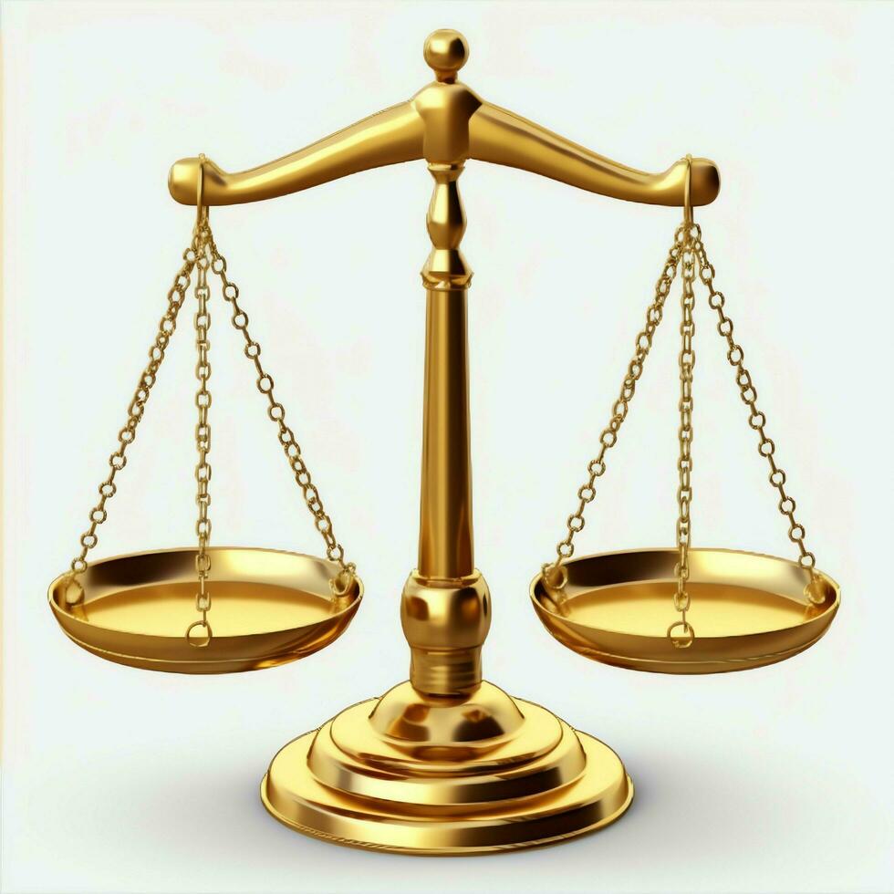 Vintage gold balance scale measure or law justice symbol. Lawyers day or world day of social justice concept by AI Generated photo