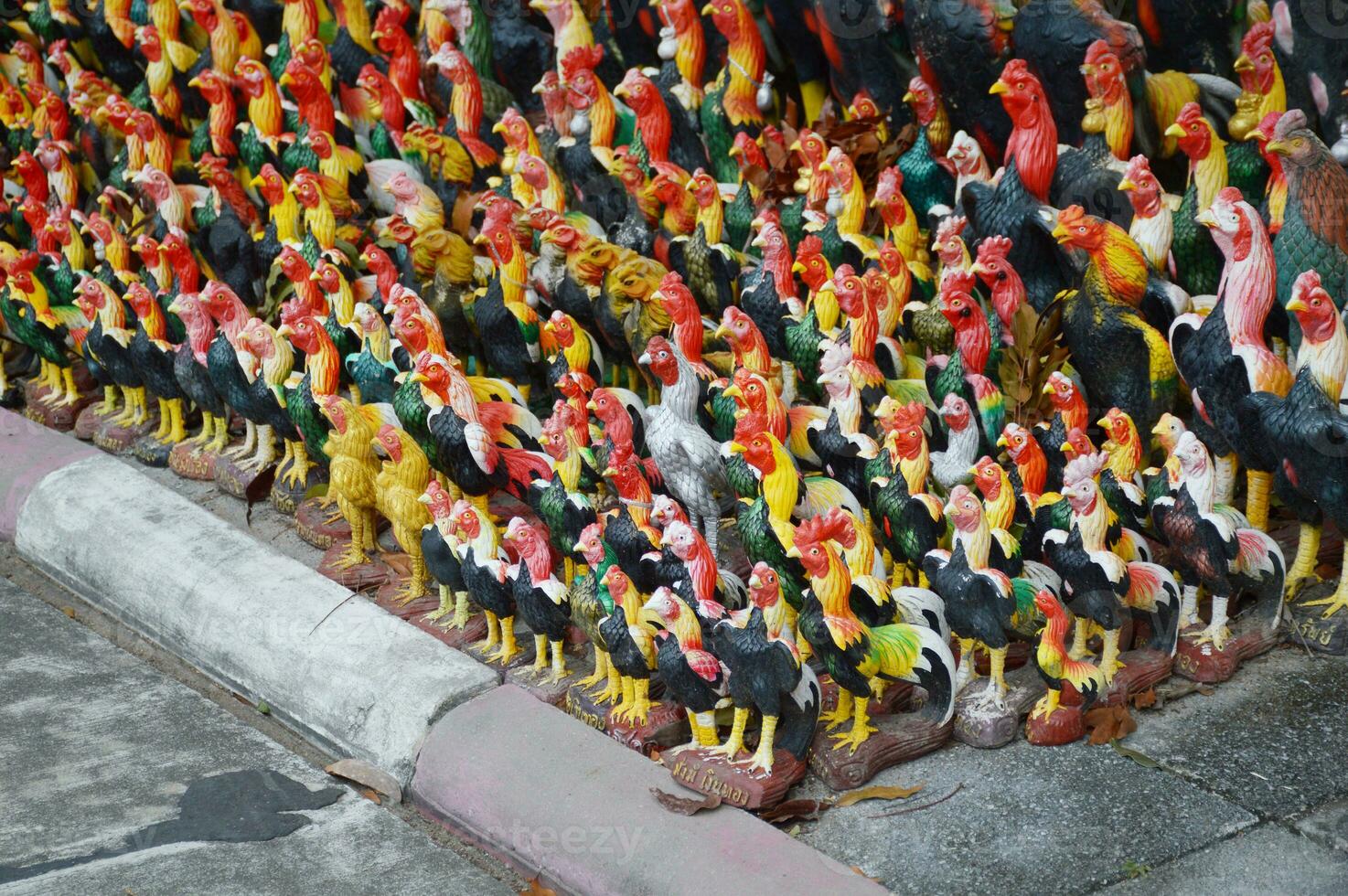 colorful of rooster statue in the city at Thailand photo