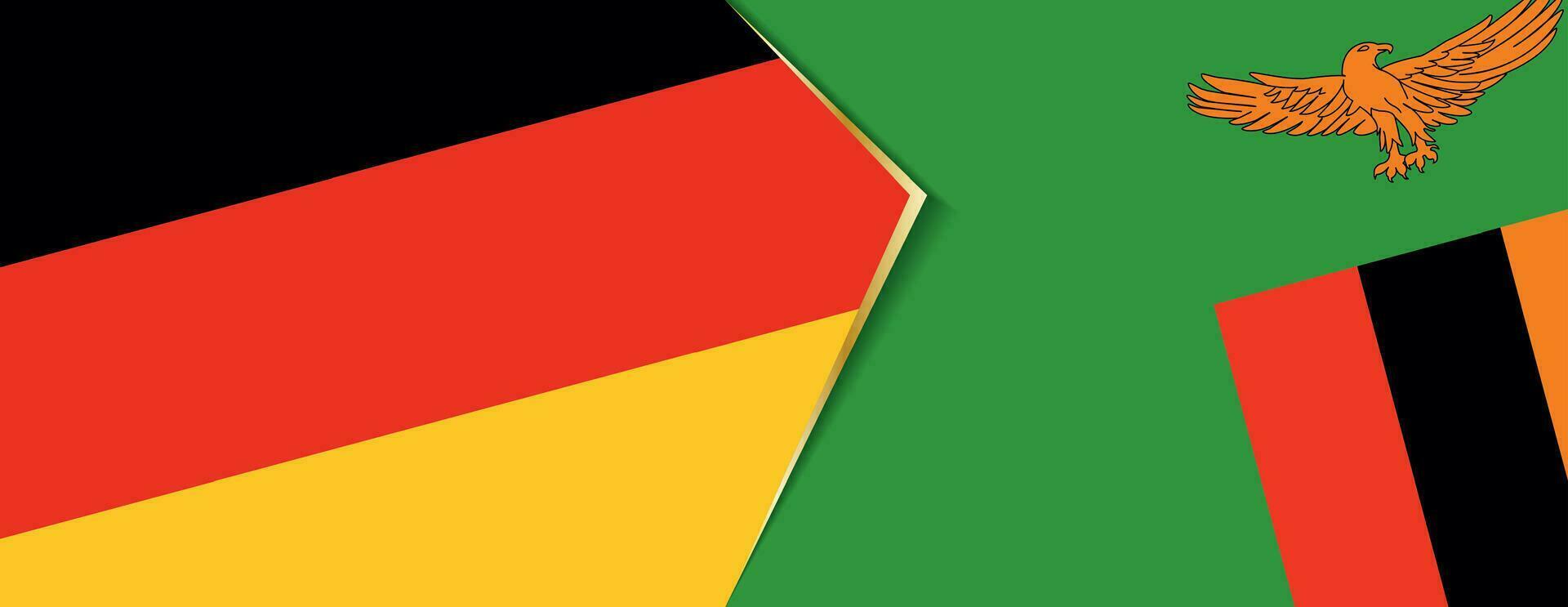 Germany and Zambia flags, two vector flags.