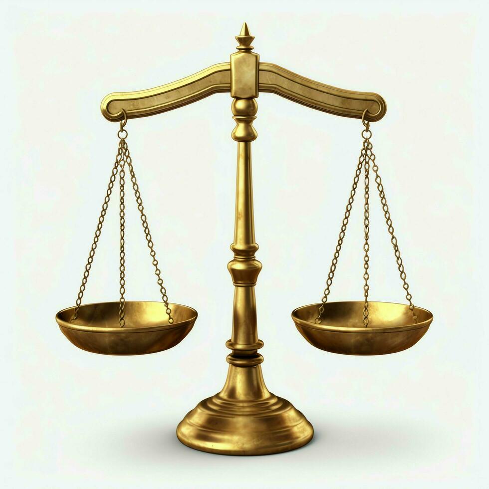 Vintage gold balance scale measure or law justice symbol. Lawyers day or world day of social justice concept by AI Generated photo