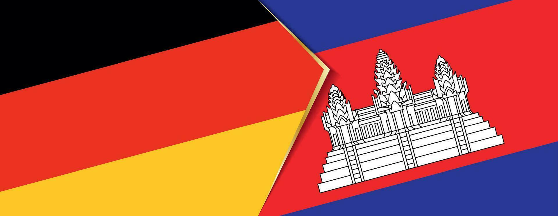 Germany and Cambodia flags, two vector flags.