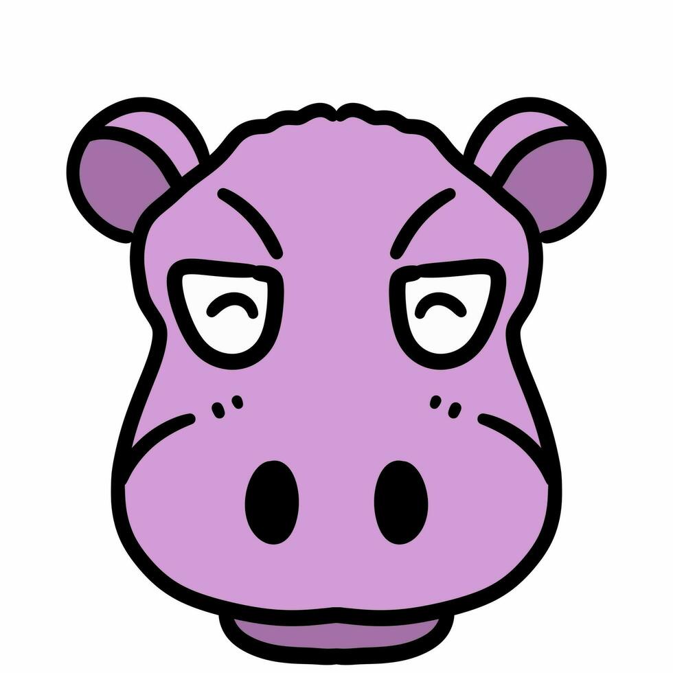 cute hippo face expression on white background illustration photo