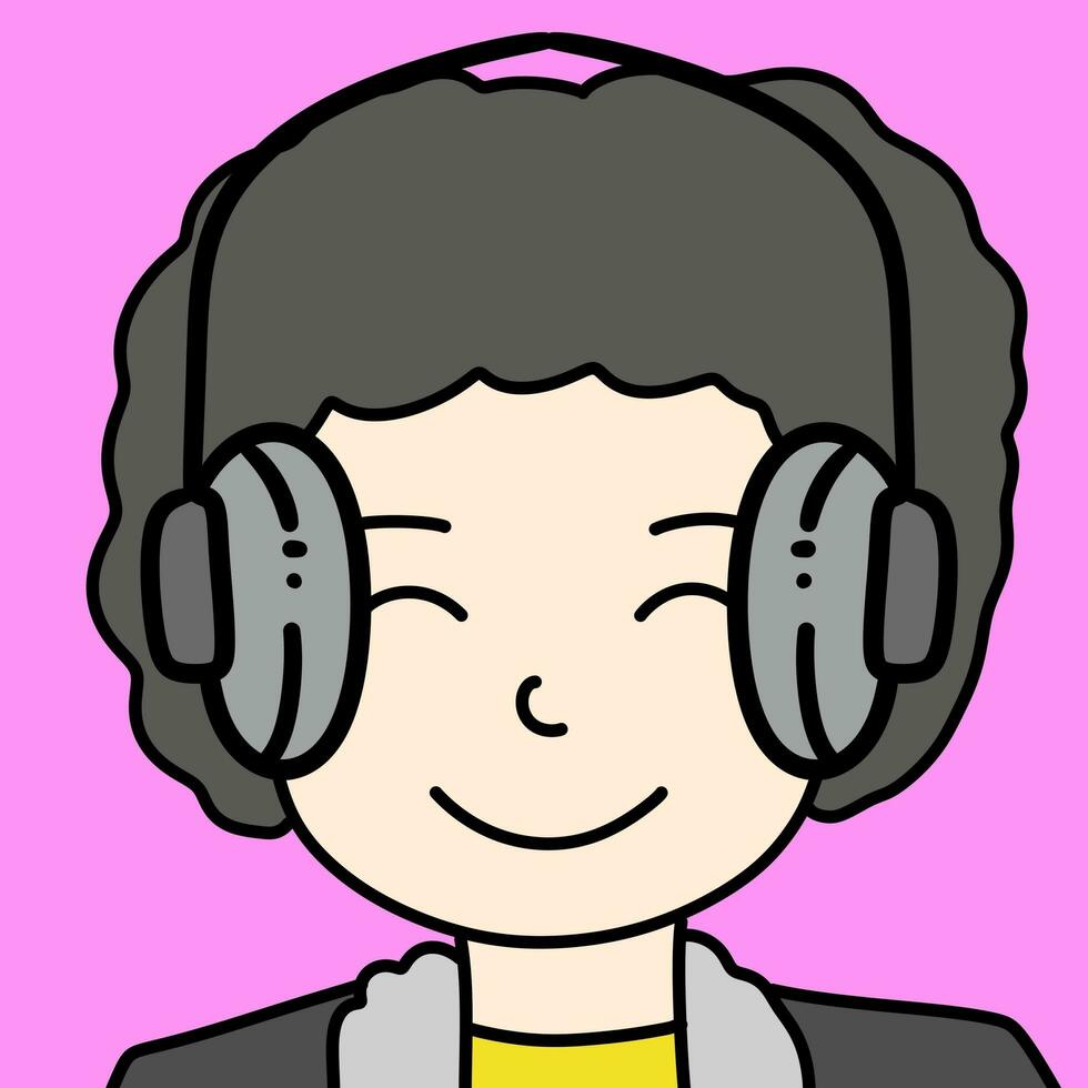 art boy with headset cartoon photo