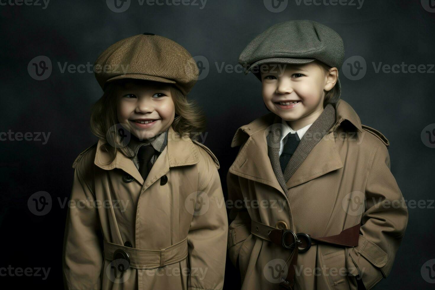 Smiling detective kids. Generate ai photo