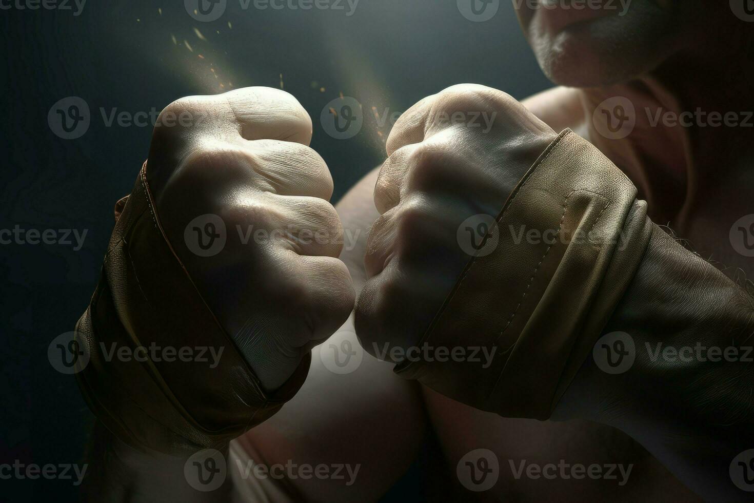 Fighter fists hands ready to fight. Generate ai photo