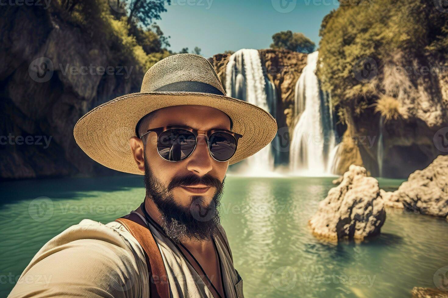 Tourist visiting national park. Generate ai photo