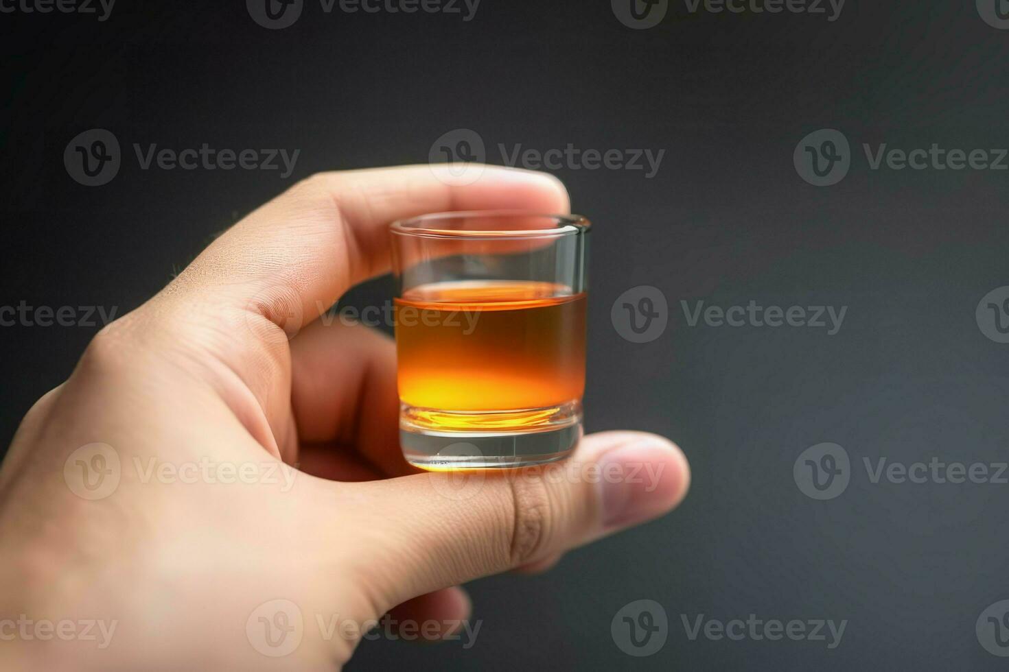 Hand holding liquor shot. Generate ai photo