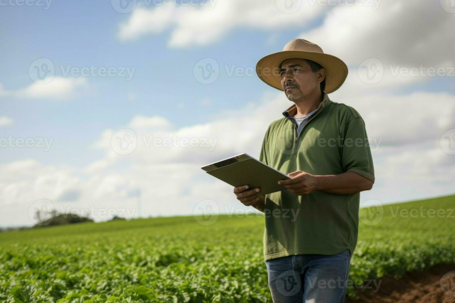 Brazilian farmer in the field. Generate ai photo