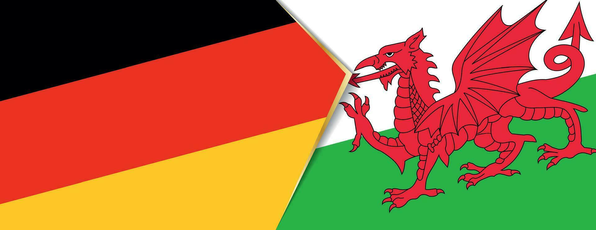 Germany and Wales flags, two vector flags