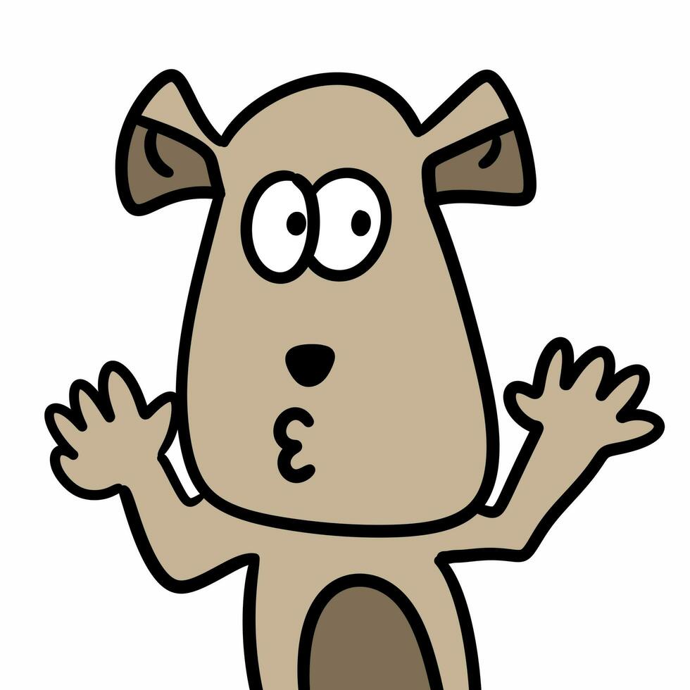 a cartoon illustration of a dog with a waving hand. photo