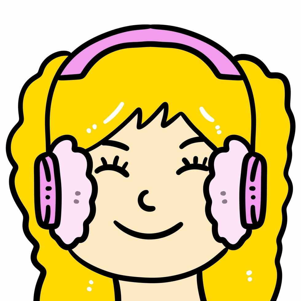 cute girl with headphones cartoon illustration graphic design photo