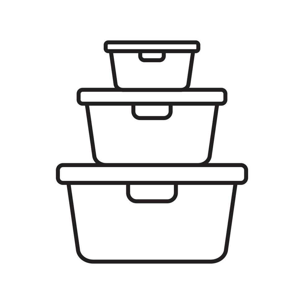Food container icon. Lunchbox icon. Organising food storage containers. Vector icon isolated on white background.