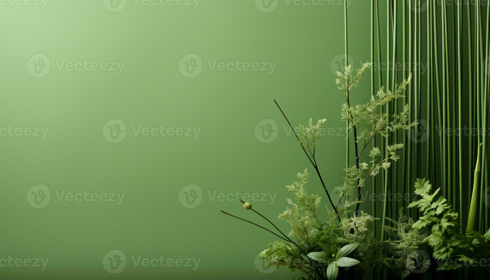 un verde pared con un blanco antecedentes ai generado foto