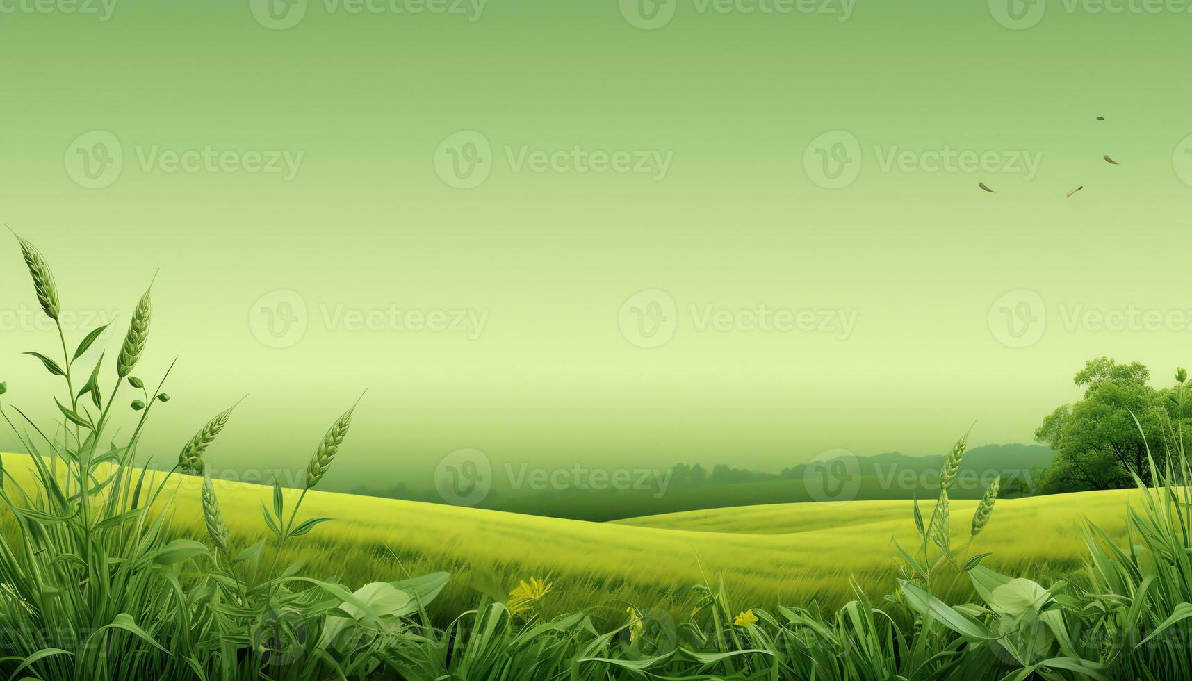 amarillo flores en un florero en un verde antecedentes ai generado foto