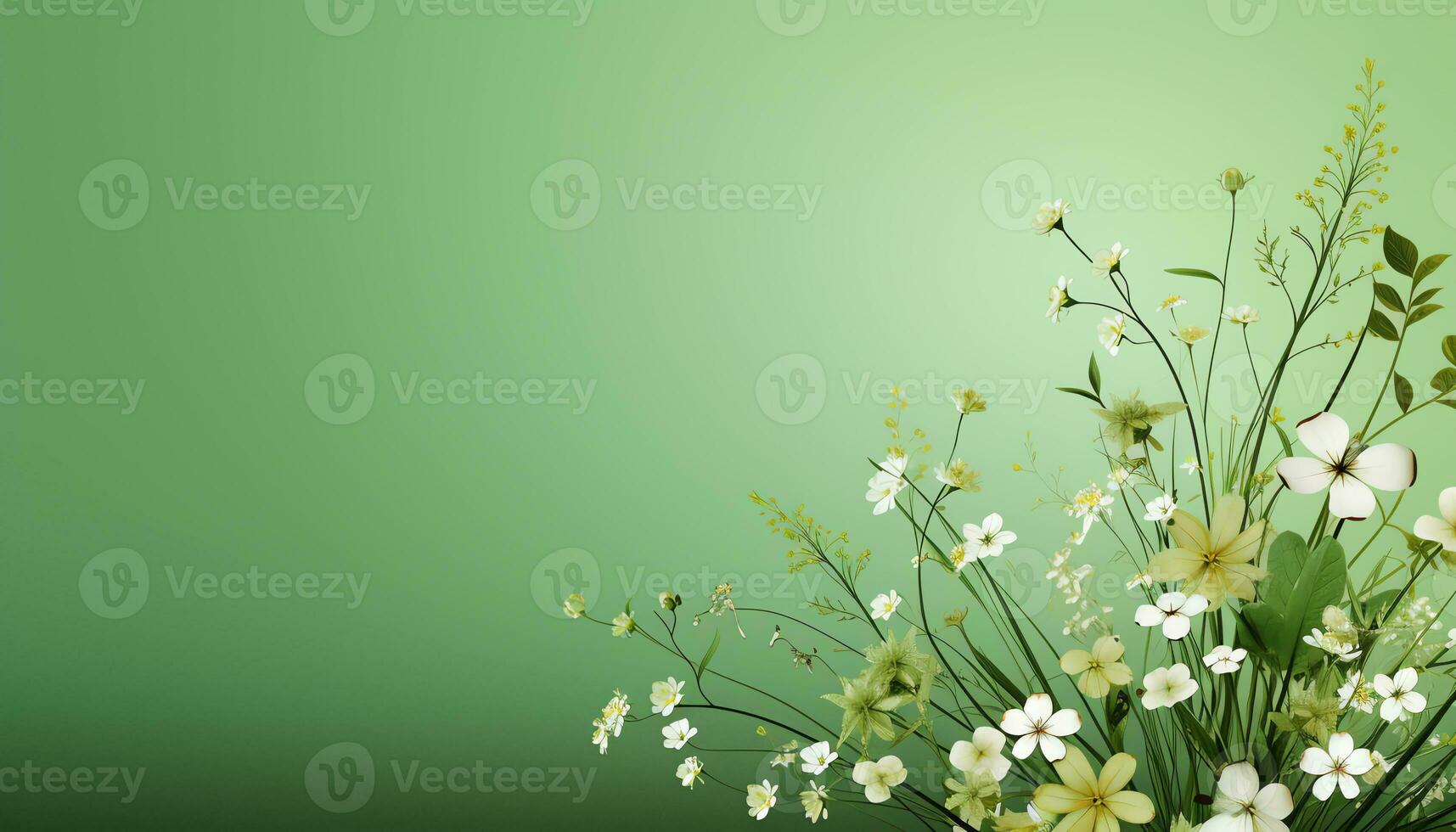 yellow flowers in a vase on a green background AI Generated photo