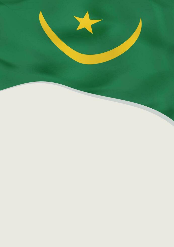 Leaflet design with flag of Mauritania. Vector template.