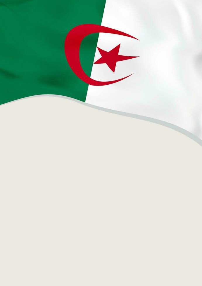 Leaflet design with flag of Algeria. Vector template.
