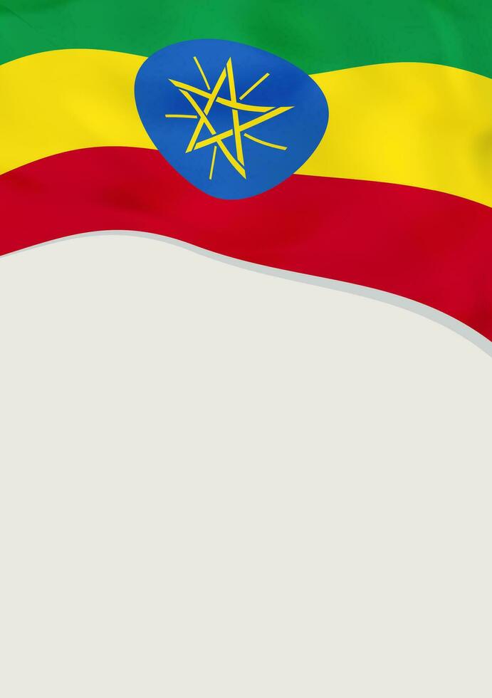 Leaflet design with flag of Ethiopia. Vector template.