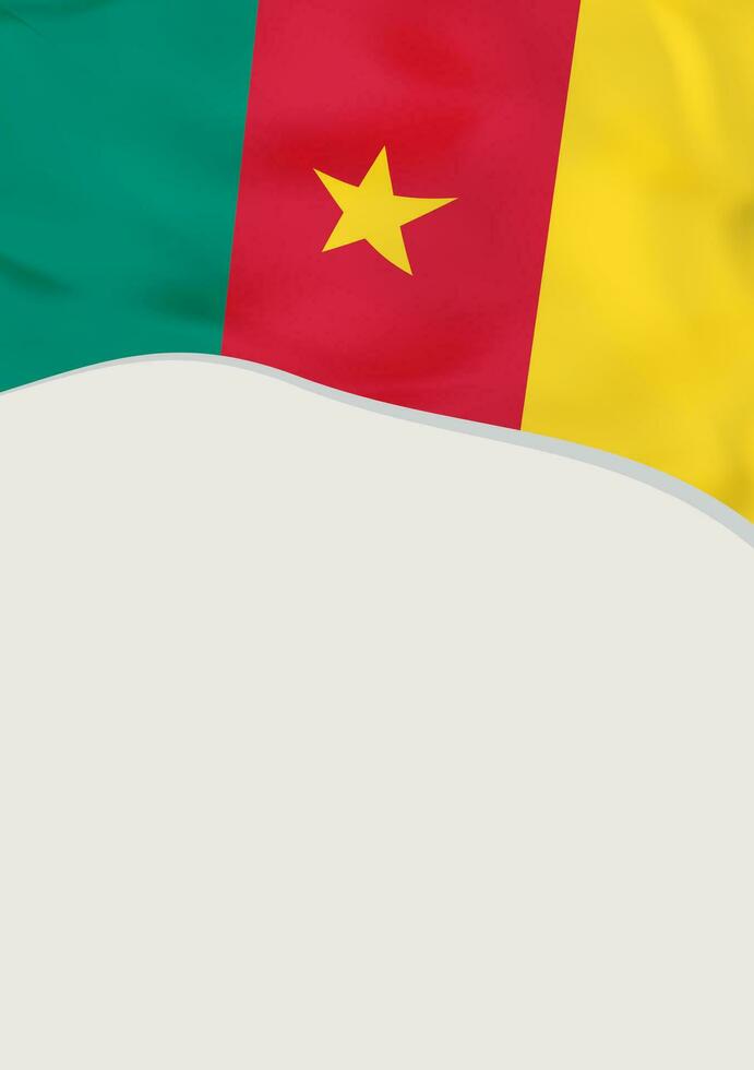 Leaflet design with flag of Cameroon. Vector template.