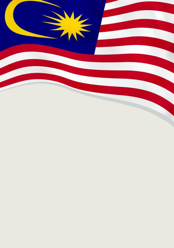 Leaflet design with flag of Malaysia. Vector template.