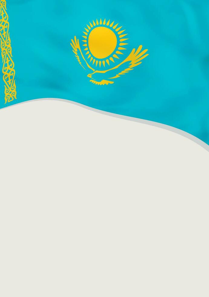 Leaflet design with flag of Kazakhstan. Vector template.