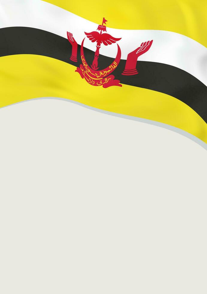Leaflet design with flag of Brunei. Vector template.