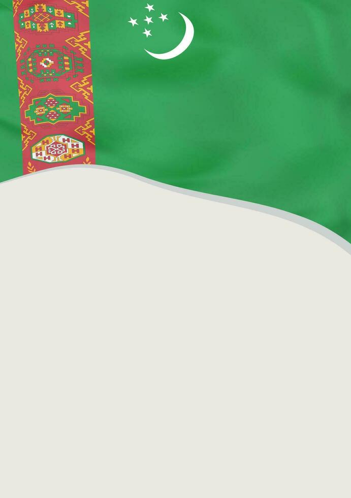Leaflet design with flag of Turkmenistan. Vector template.