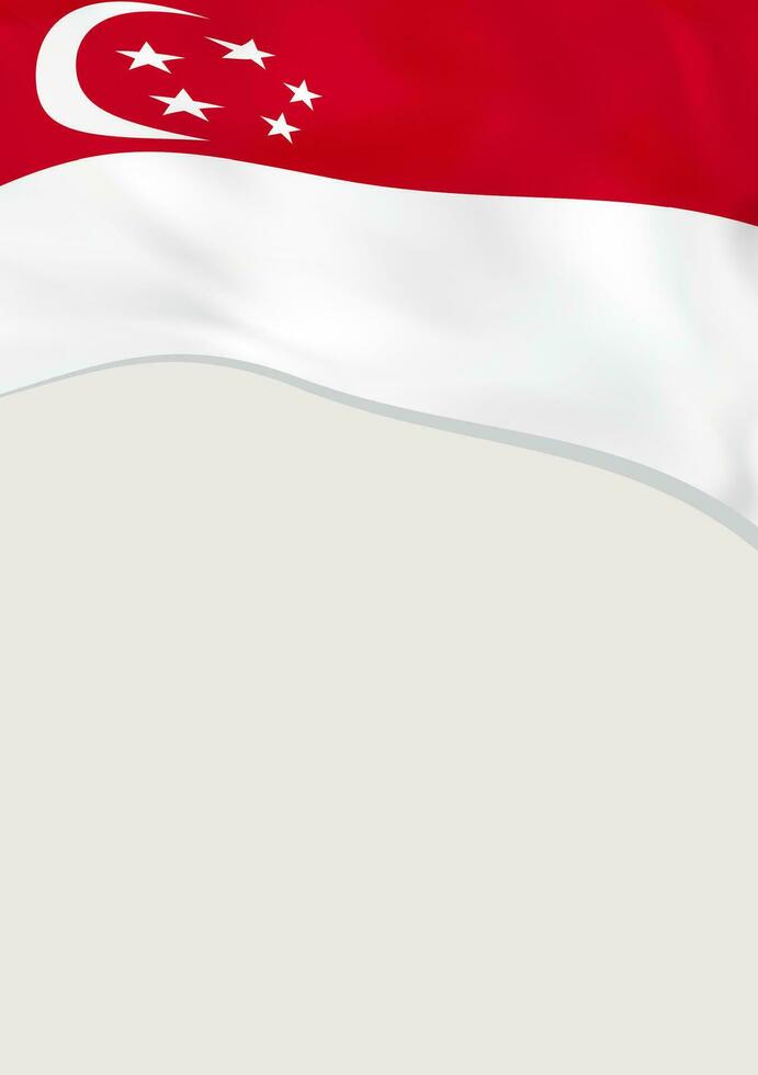 Leaflet design with flag of Singapore. Vector template.